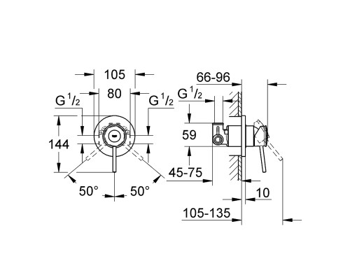 GROHE BauClassic 29048000 смеситель встроенный для душа