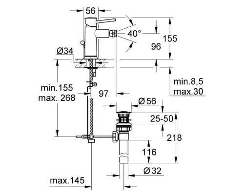 GROHE BauClassic 32864000 смеситель для биде