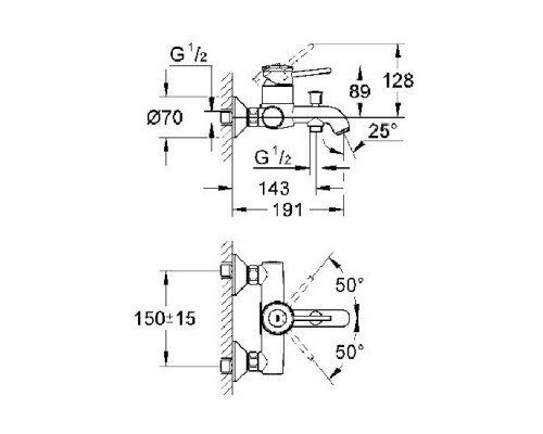 GROHE BauClassic 32865000 смеситель для ванны