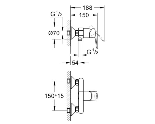 GROHE BauLoop 123220 умыв,душ,стойка