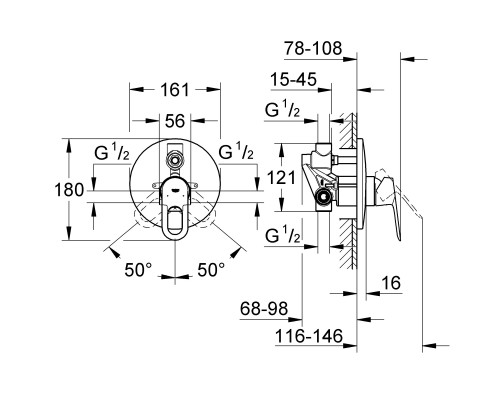 GROHE BauLoop 29081000 смеситель для душа скрытого монтажа