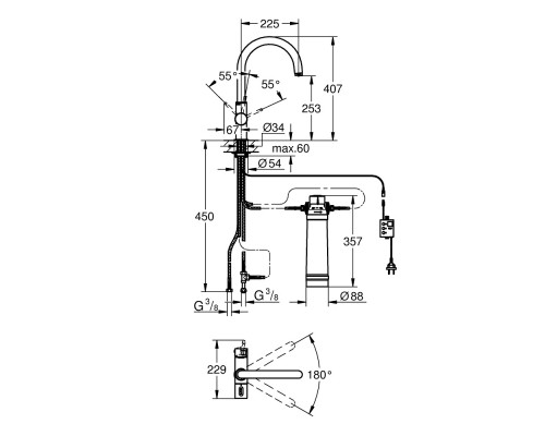 GROHE Blue Pure 33249001 смеситель для кухни с системой очистки воды (фильтр на 600 л.)