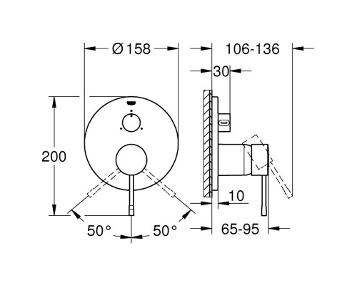 GROHE Essence 24092001 смеситель для ванной с переключ. на три потребителя скрытого монтажа