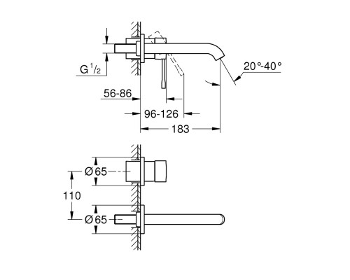 GROHE Essence New 19408001 cмеситель для раковины со стены M-Size