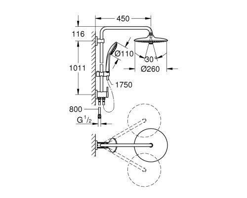 GROHE Euphoria System 260 27421002 душевая система с переключателем для настенного монтажа