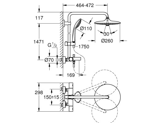 GROHE Euphoria System 260 27475001 душевая система с термостатом для настенного монтажа