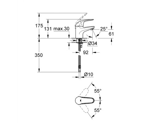 GROHE Euroeco 32734000 смеситель для раковины DN 15 S-Size без донного клапана