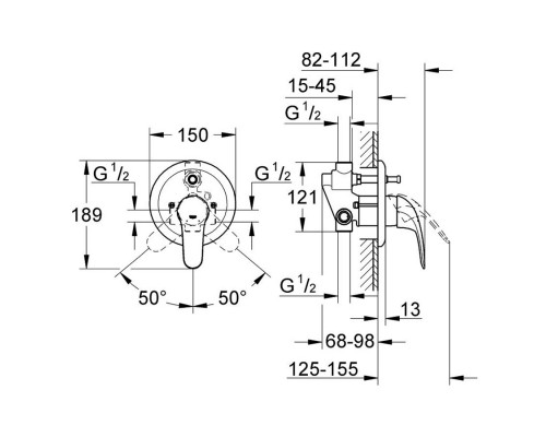 GROHE Euroeco 32747000 смеситель для ванны скрытого монтажа