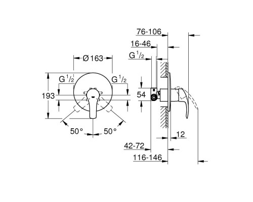 GROHE Eurosmart 33556002 смеситель для душа скрытого монтажа