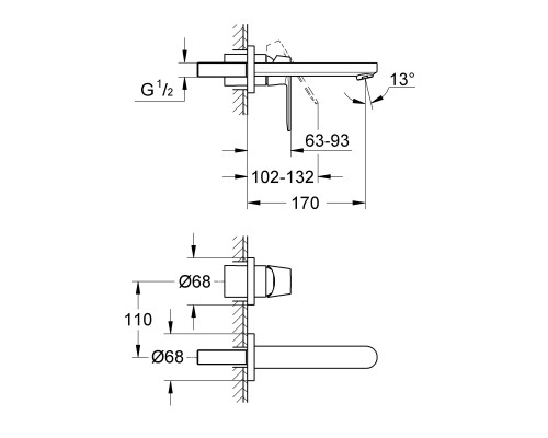 GROHE Eurosmart Cosmopolitan 19381000 смеситель для раковины на два отверстия S-Size