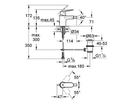 GROHE Eurosmart Cosmopolitan 32839000 смеситель для биде с донным клапоном