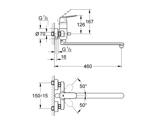 GROHE Eurosmart Cosmopolitan 32847000 смеситель для ванны с длинным изливом