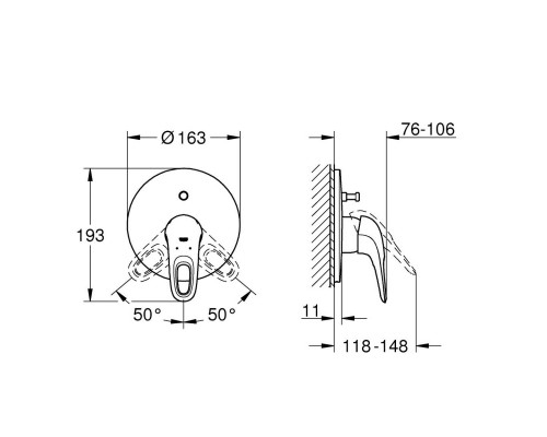 GROHE Eurostyle 19506LS3 смеситель для ванны с переключением скрытого монтажа