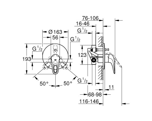 GROHE Eurostyle 33637003 смеситель для ванной скрытого монтажа