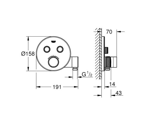 GROHE Grohtherm SmartControl 29120000 термостат для скрытого монтажа на 2 выхода