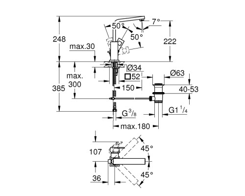 GROHE Lineare 23296001 смеситель для раковины 1/2" L-Size
