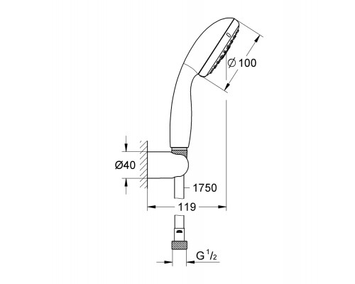 GROHE New Tempesta 100 27849001 душевой набор 3 вида струи