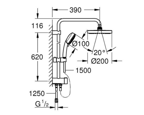 GROHE New Tempesta 27389002 душевая система с переключателем