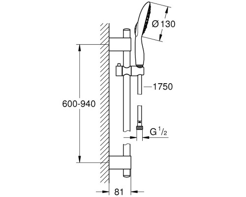 GROHE Power&Soul 130 27738000 душевой гарнитур (4 режима)