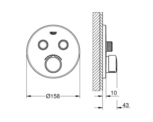 GROHE SmartControl 29145000 смеситель термостатический для скрытого монтажа на 2 выхода