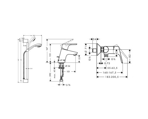 HANSGROHE Focus E2 31933000 умыв.душ.стойка