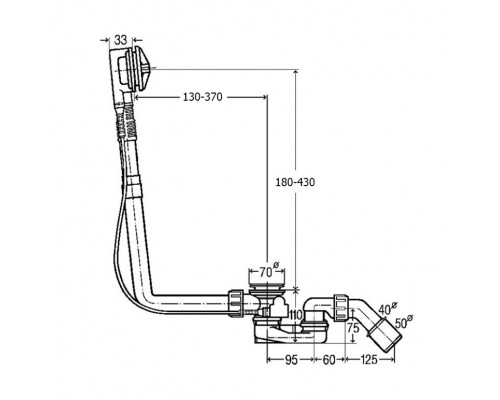 VIEGA (111069) Сифон-полуавтомат для нестандартных ванн Multiplex 40/50/725