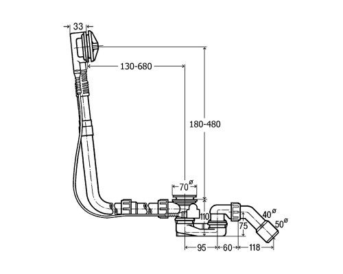 VIEGA (308889) Слив/перелив для ванны и душевых поддонов Multiplex 40/50/1070