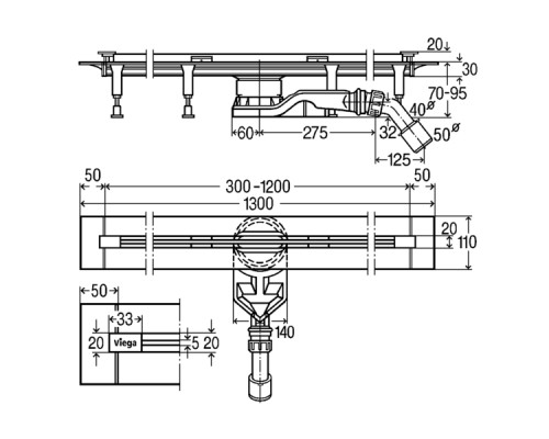 VIEGA (721671) Advantix Vario Трап плоская модель, 70мм
