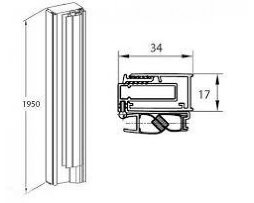 ROCA AM48195020 Capital - wall profile with magnetic seal 195 cm