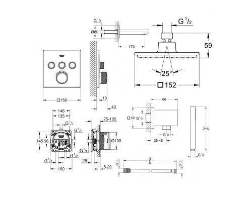 GROHESmartcontrol Cube Набор скр. монтажа (35600000+29126000+27705000+27488000+27702000+27704000
