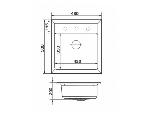 GRANADO 0302 Мойка гранит. MERIDA gris (496*480mm.)
