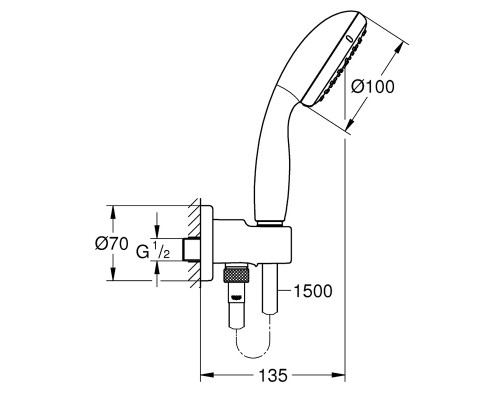 GROHE 26406001 New Tempesta 100 душевой гарнитур (2 режима)