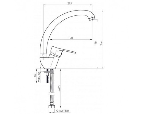 RUBINETA Змішувач для кухні   (Luka-33) високий ізл 275мм  LU30008 (MN30008)
