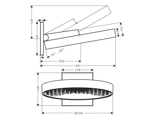 Hansgrohe Rainfinity 360 1jet OHS wall PGO