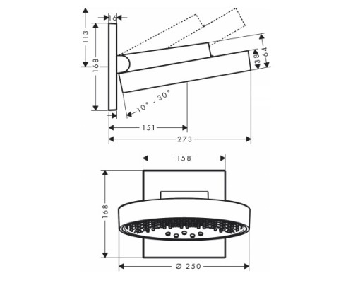 Hansgrohe Rainfinity 250 3jet OHS wall chrome