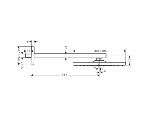 Hansgrohe RD E 300 1jet SH wall BBR
