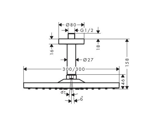 Hansgrohe RD E 300 1jet SH ceiling matt black