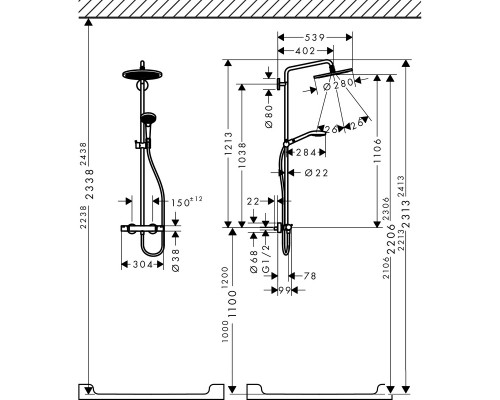 Hansgrohe Croma Select S 280 SHP HS RD S 120 MW