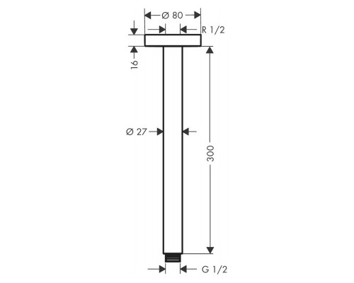 Hansgrohe ceiling connector S 300mm matt white