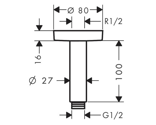 Hansgrohe ceiling connector S 100mm DN15 BBR
