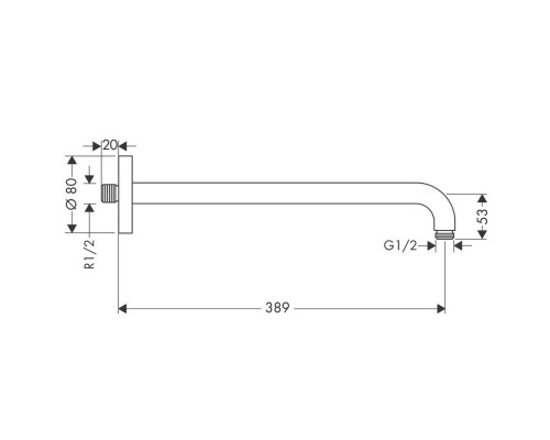 Hansgrohe shower arm DN15 389mm PGO