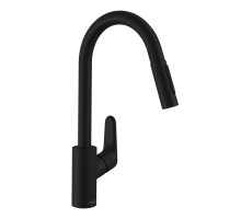 HANSGROHE Змішувач Focus 240 2jet для кухні з висувним виливом Matt Black (31815670)