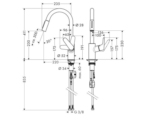 Hansgrohe Focus KM 240 pull-out matt black