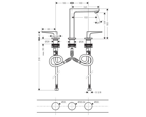 Hansgrohe Metropol 3-h.BM 160 Zh.matt black