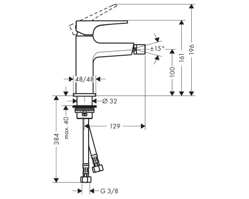 Hansgrohe Metropol bidet mixer Zh.Push BBC
