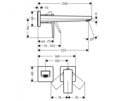 Hansgrohe Metropol 2-h.basin mi.225 wall Zh.BBR
