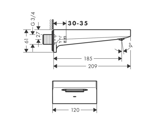 Hansgrohe Metropol bath spout wide matt black