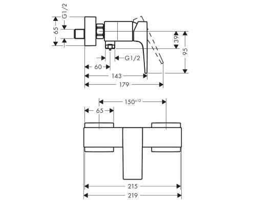 Hansgrohe Metropol show.mix.wall Zh.matt white