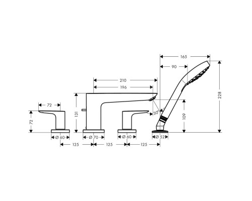 Hansgrohe Talis E 4-h.bath mixer rim Export MB