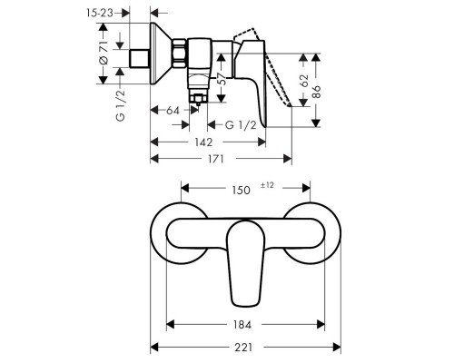 Hansgrohe Talis E shower mixer wall mounted MB